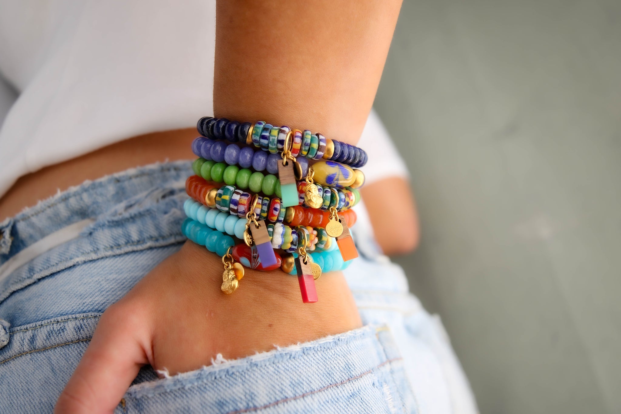 Dharma Elastic Bracelet in Cherry Red