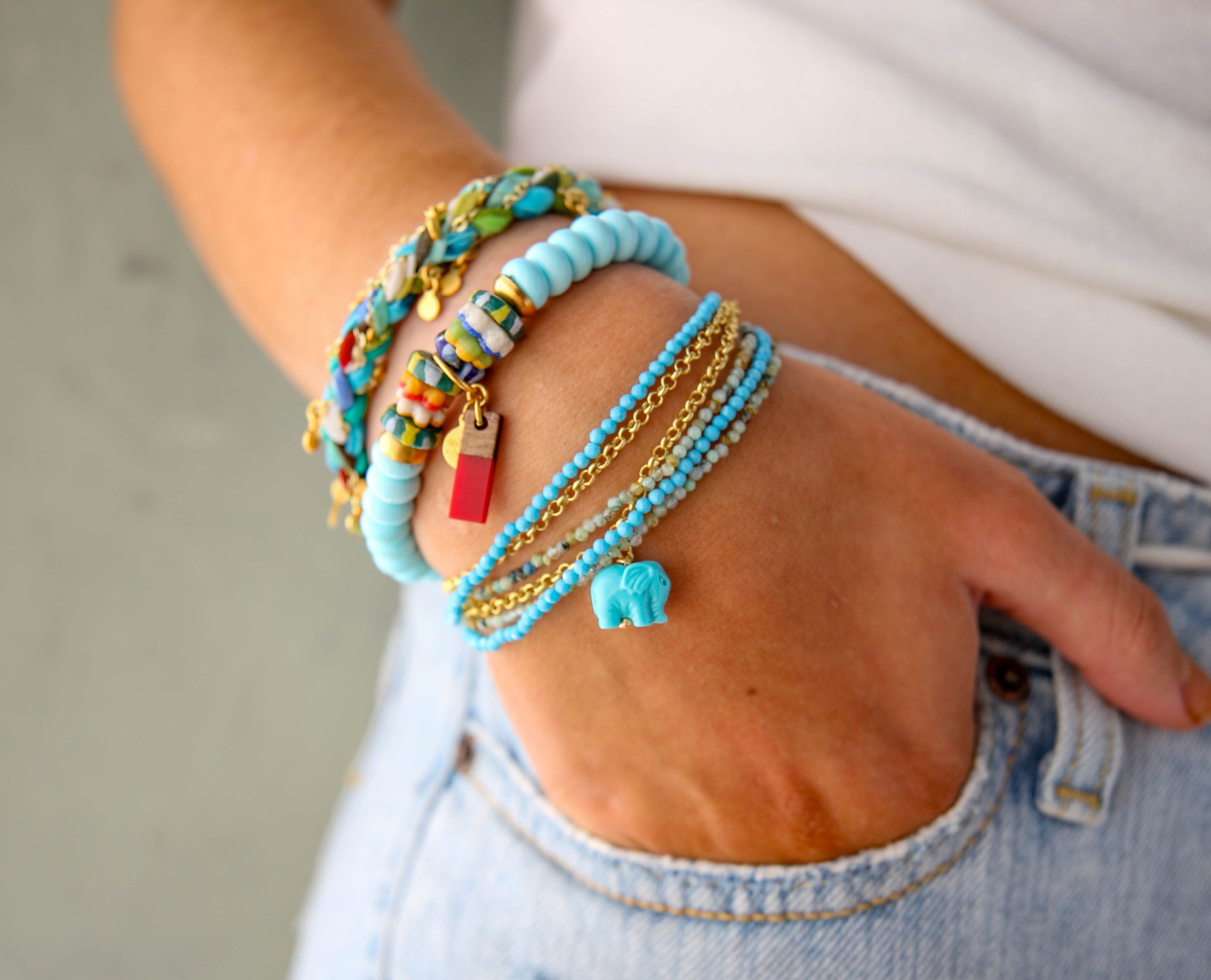 Skittles Elastic Bracelet in Powder Blue