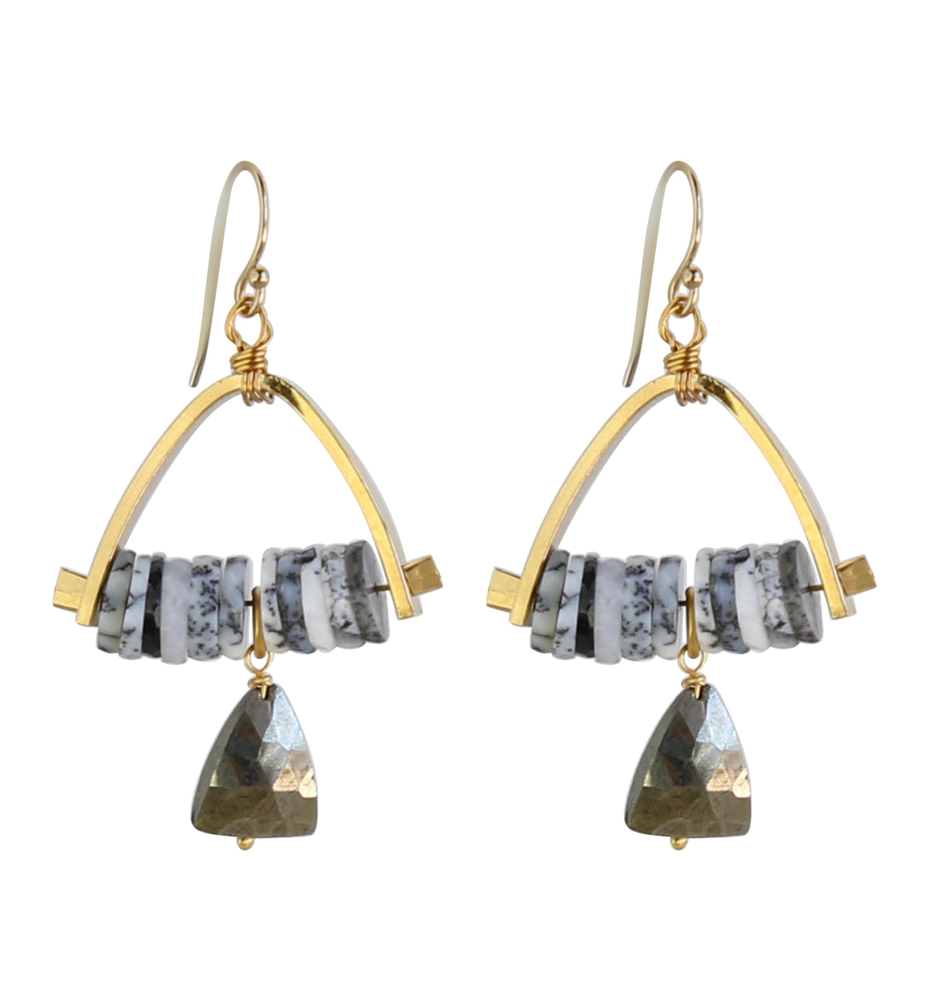 Bridge Earrings in Pyrite