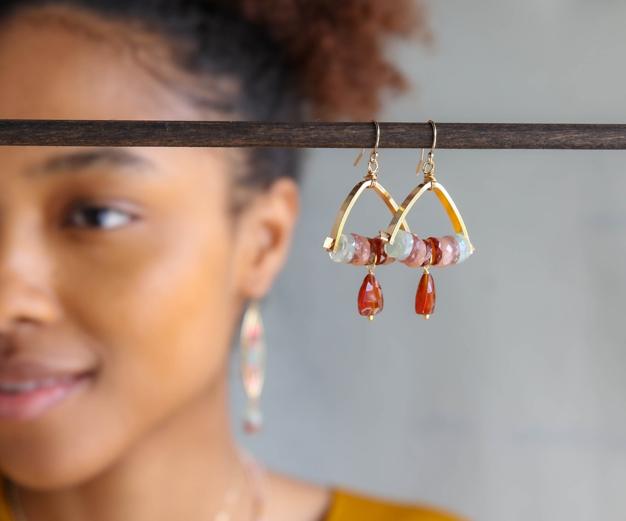 Bridge Earrings in Pyrite