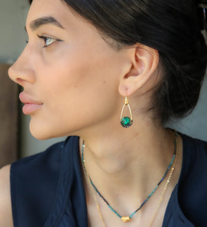 Capsule Earrings in Malachite