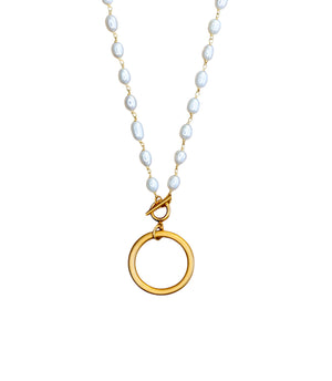 Chunky Hoop Pendant in Pearl