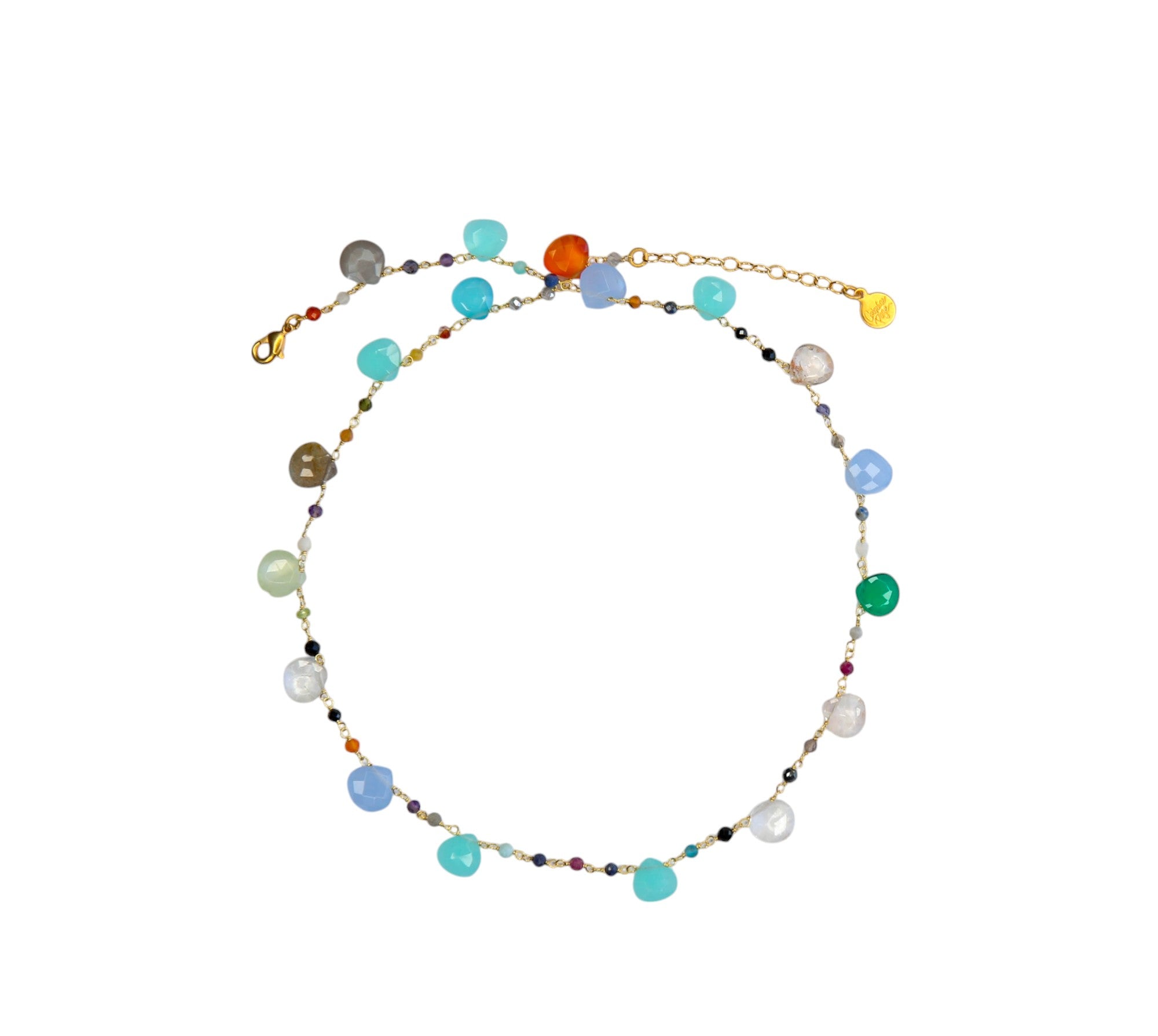 Gemstone Station Necklace in Blue Multi