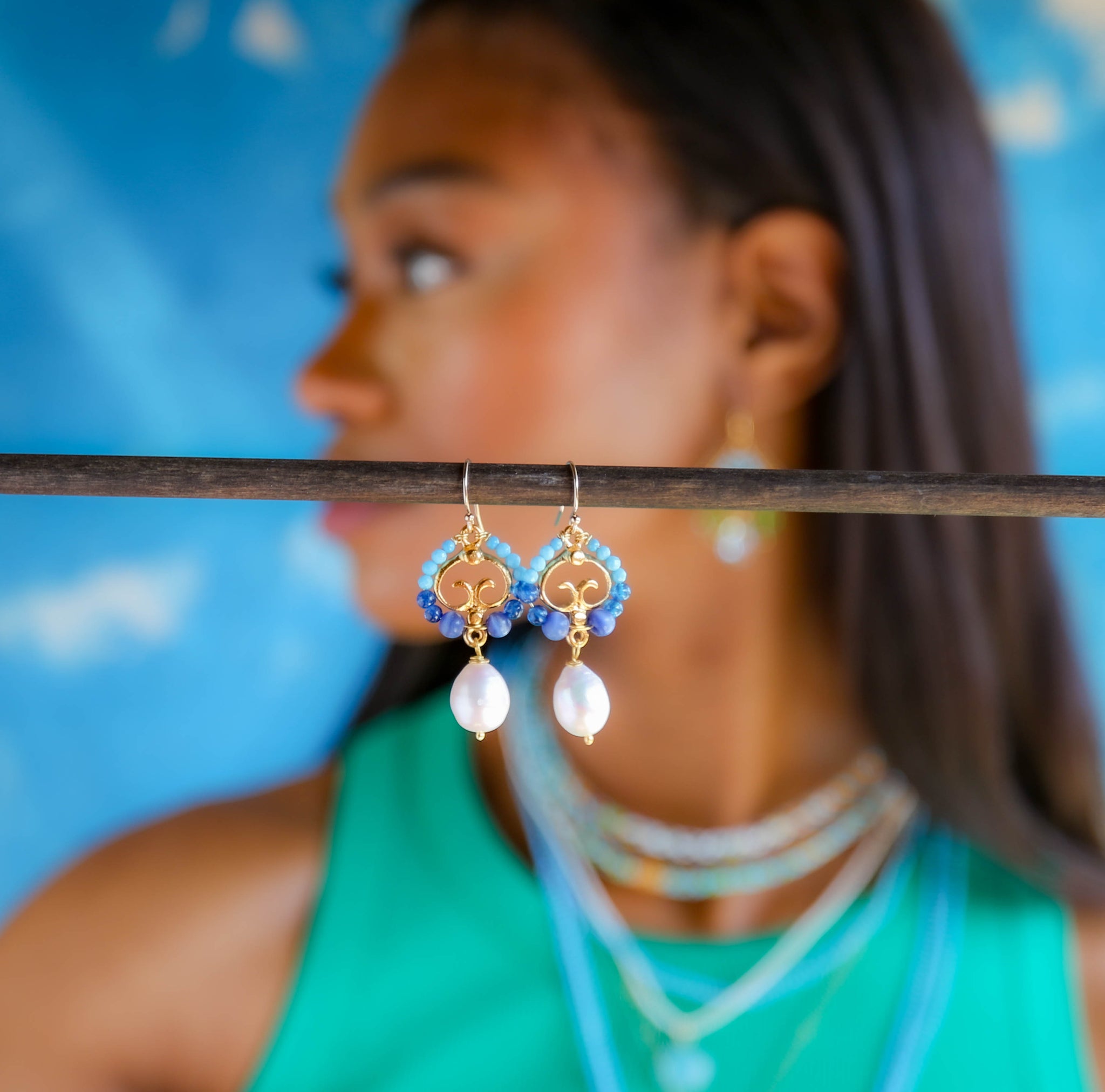 Gwen Earrings in Emerald Green