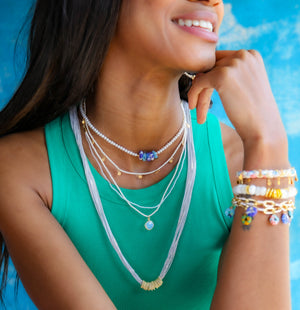 James Short Necklace in Silver Pyrite