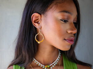 Temple Earrings in Gold Pyrite