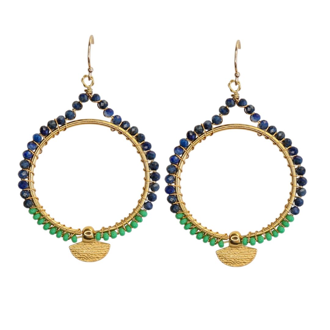 Temple Earrings in Lapis