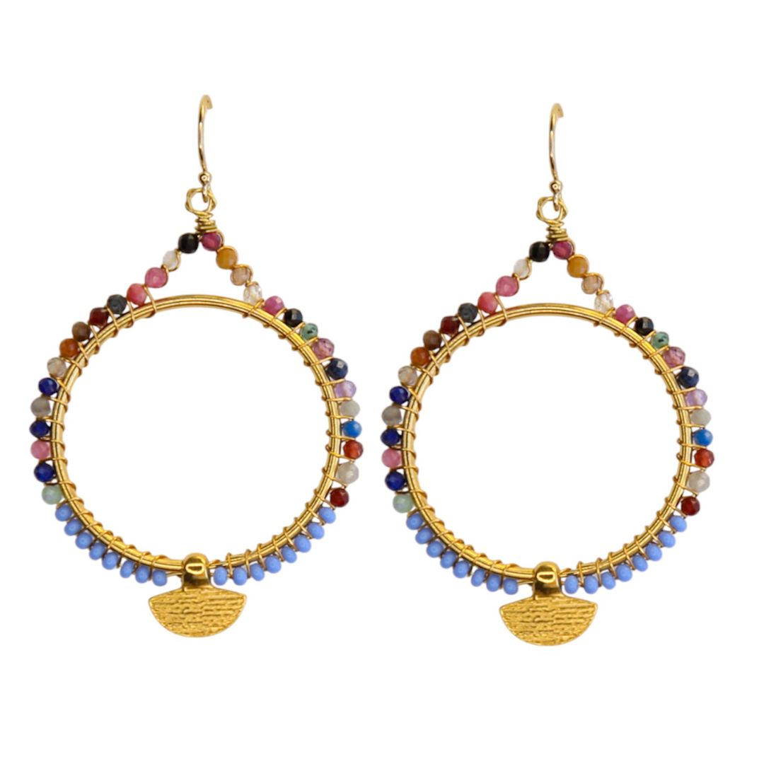 Temple Earrings in Blue Multi