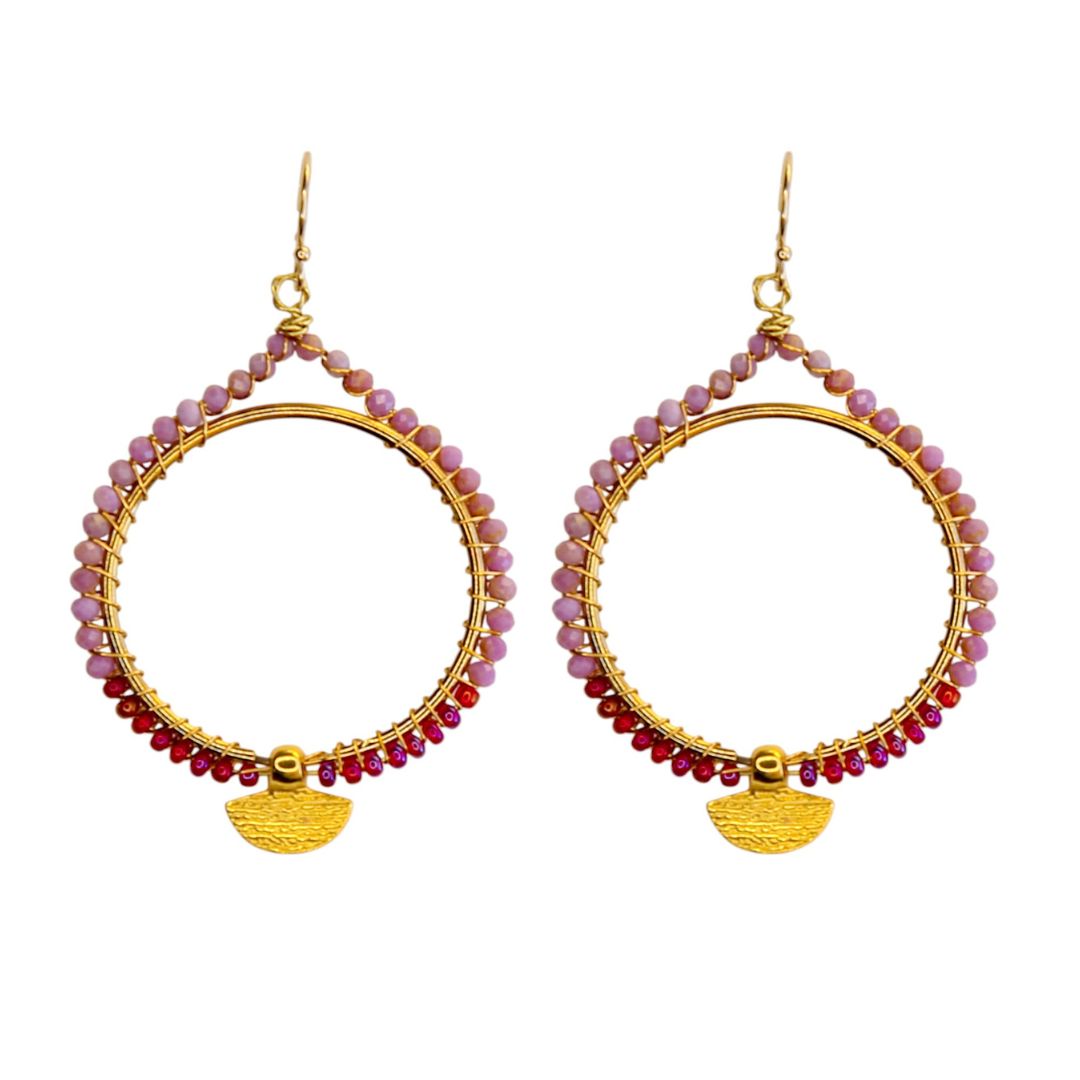 Temple Earrings in Pinks