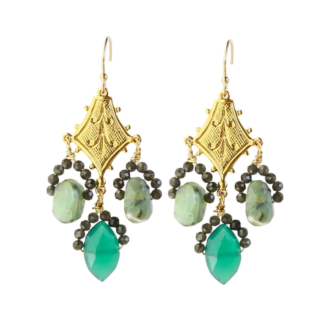 Tudor Earrings in Emerald Green